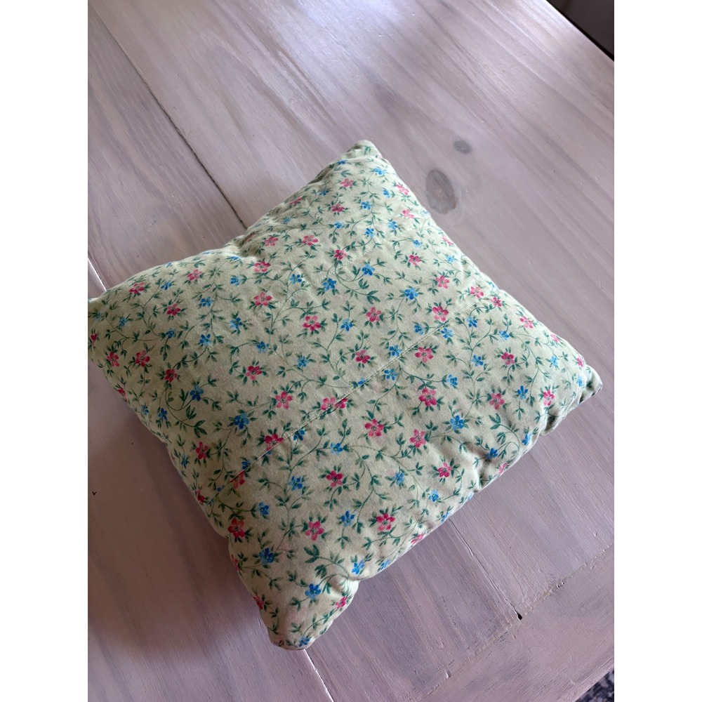 Vintage Handmade Quilted Patchwork Log Cabin Floral Pillow 12x12 Cottagecore - Picture 6 of 9